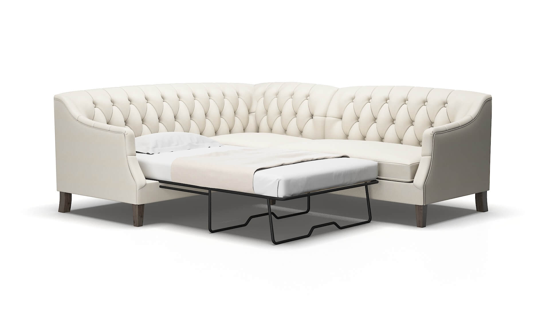 Shiraz Bungalow ivory Sectional sleeper Espresso Legs  2
