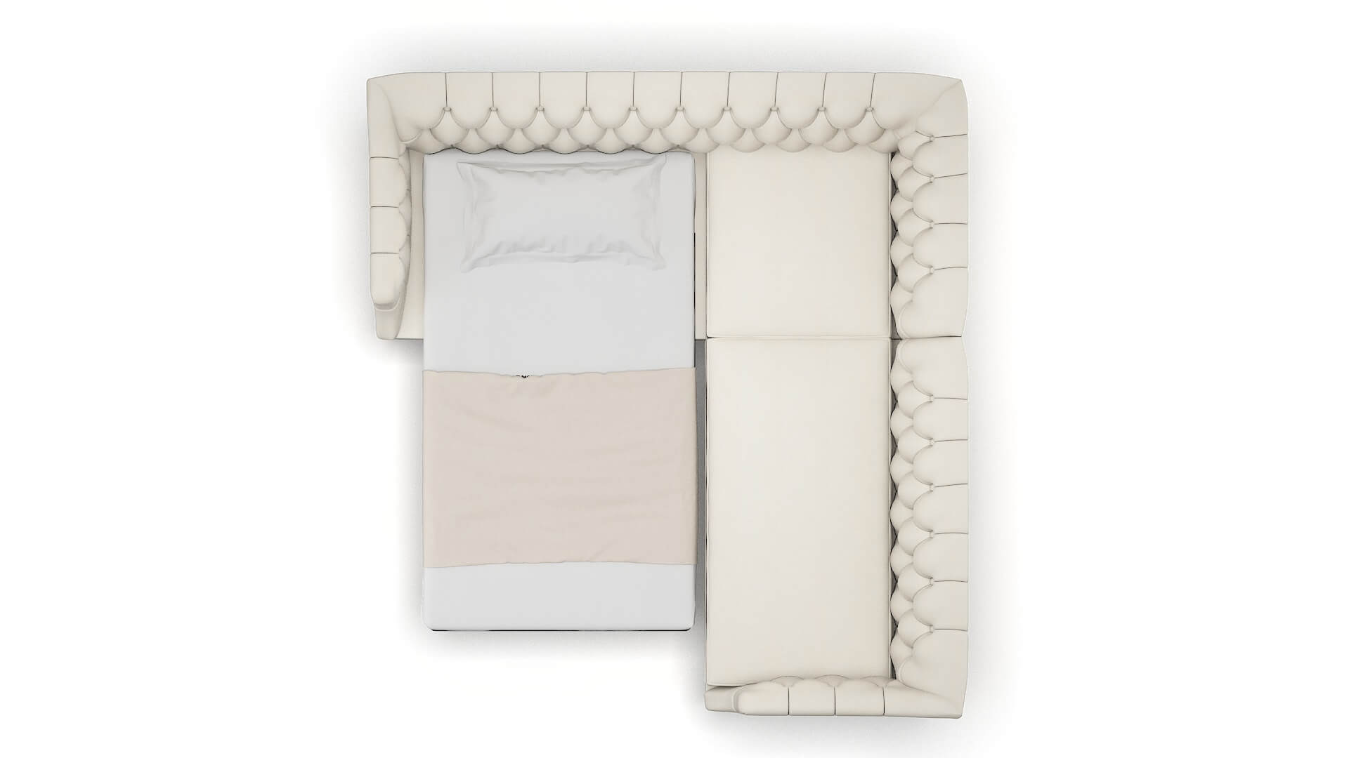 Shiraz Bungalow Ivory Sectional Sleeper Espresso legs 3