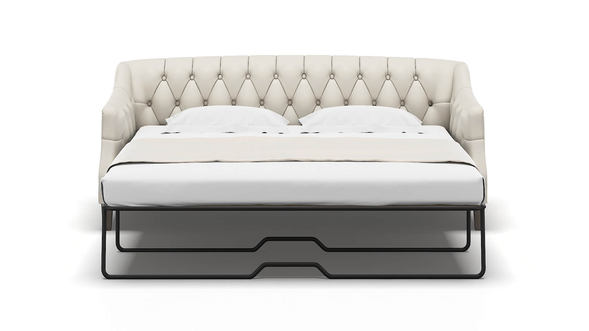 Shiraz Bungalow Ivory Sofa Sleeper Espresso legs 1