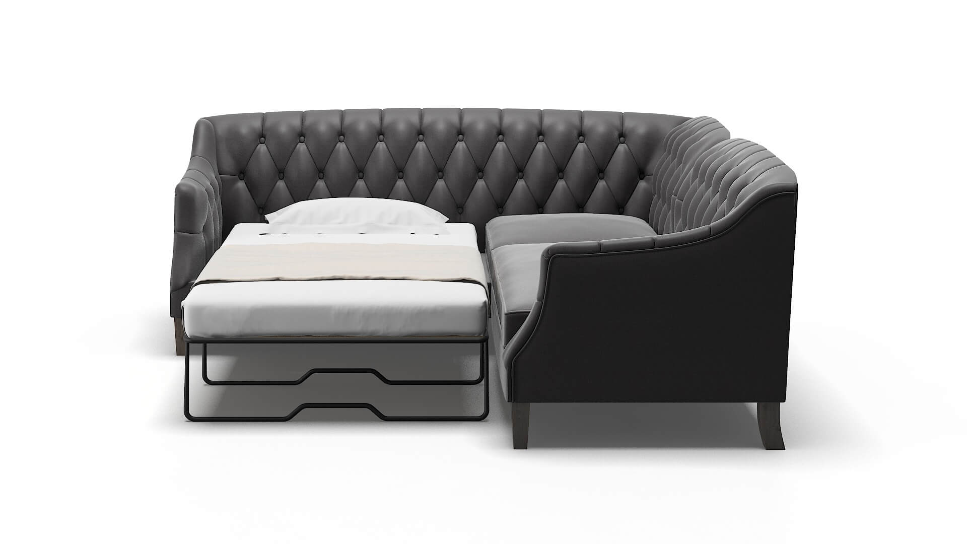 Shiraz Catalina Charcoal Sectional Sleeper Espresso legs 1