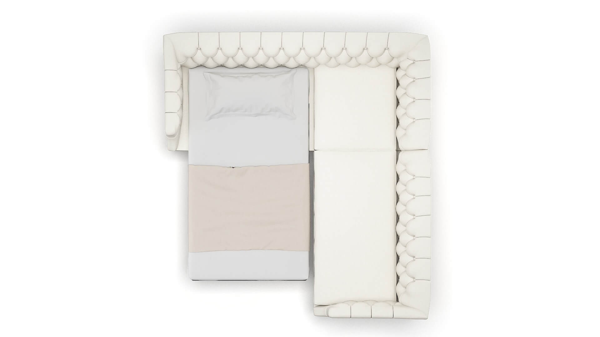 Shiraz Catalina Ivory Sectional Sleeper Espresso legs 3