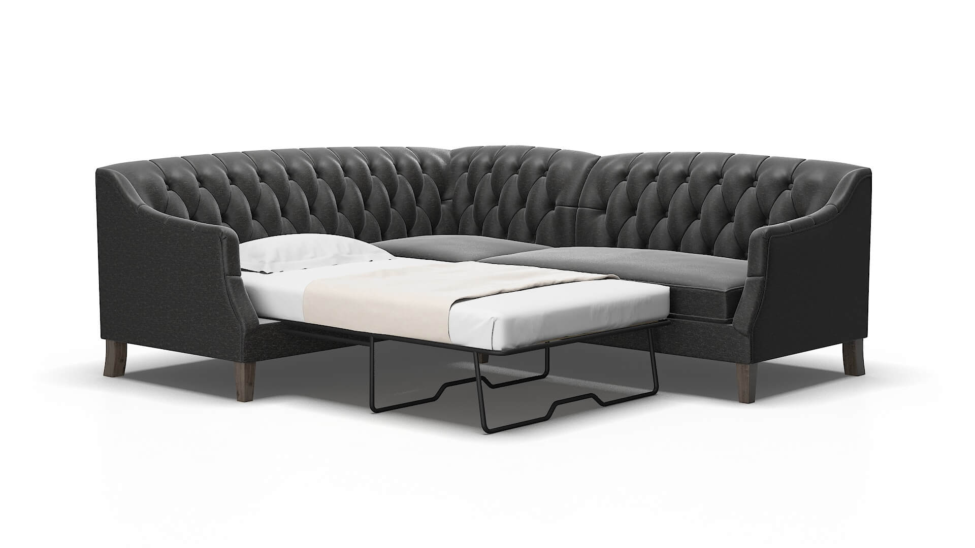 Shiraz Chance Denim Sectional Sleeper Espresso legs 2