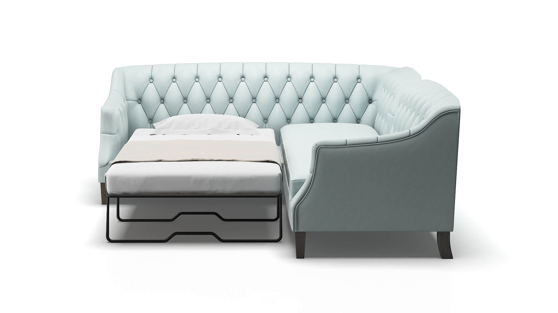 Shiraz Clyde Cornflower Sectional Sleeper Espresso legs 1