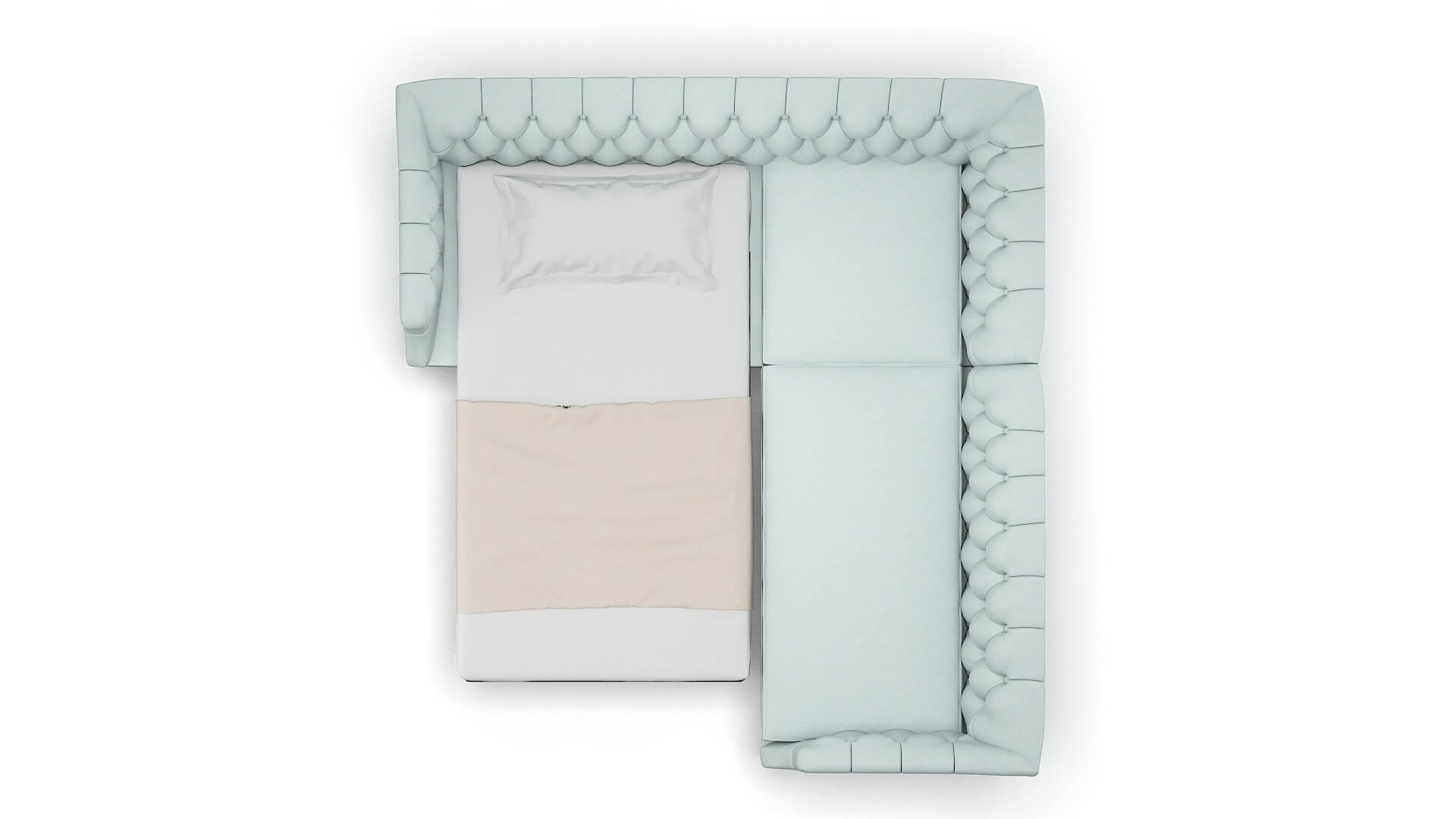 Shiraz Clyde Cornflower Sectional Sleeper Espresso legs 3