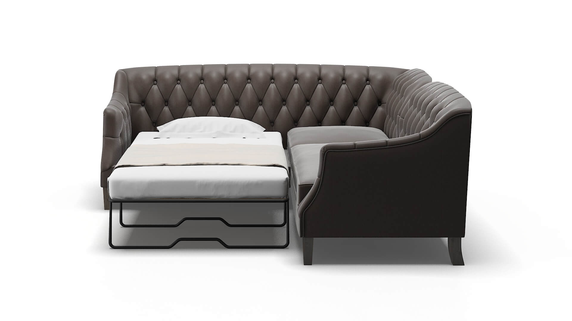 Shiraz Cosmo Chocolate Sectional Sleeper Espresso legs 1