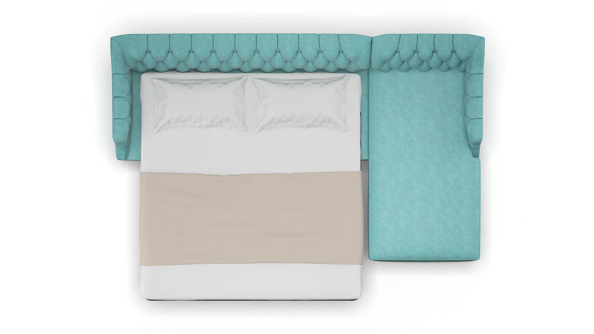Shiraz Curious Turquoise Panel Sleeper Espresso legs 3