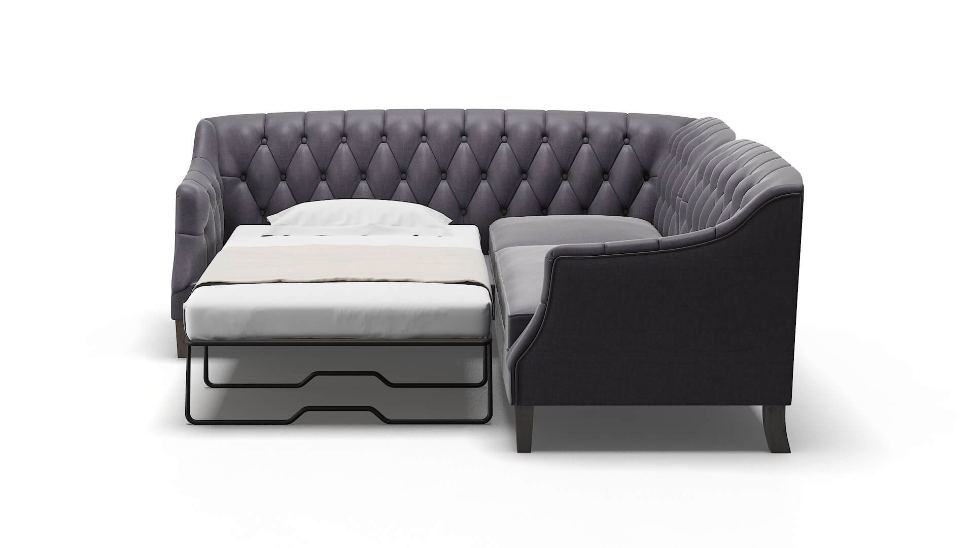 Shiraz Durham Ink Sectional Sleeper Espresso legs 1