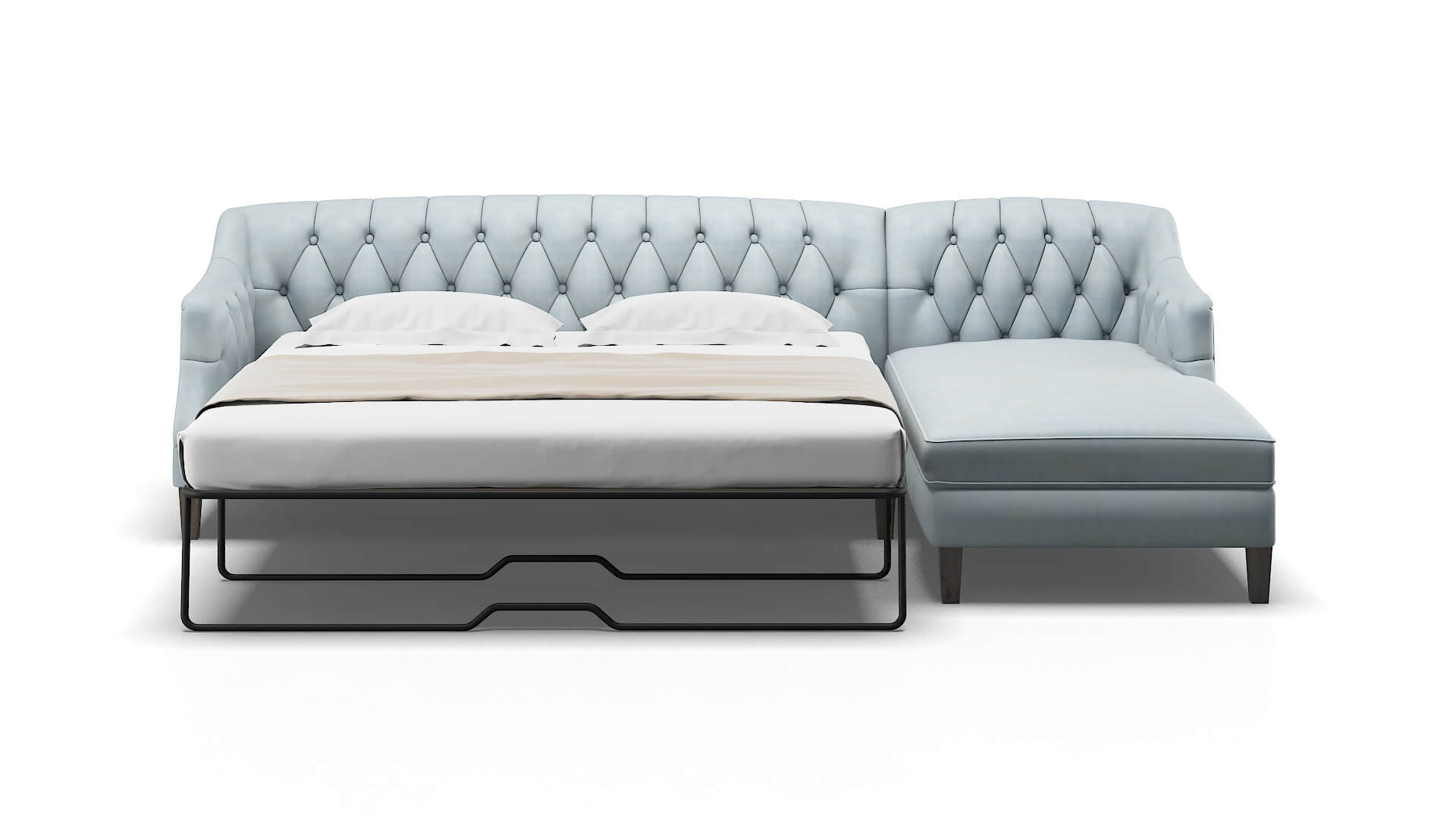 Shiraz Hathaway Aqua Panel Sleeper Espresso legs 1