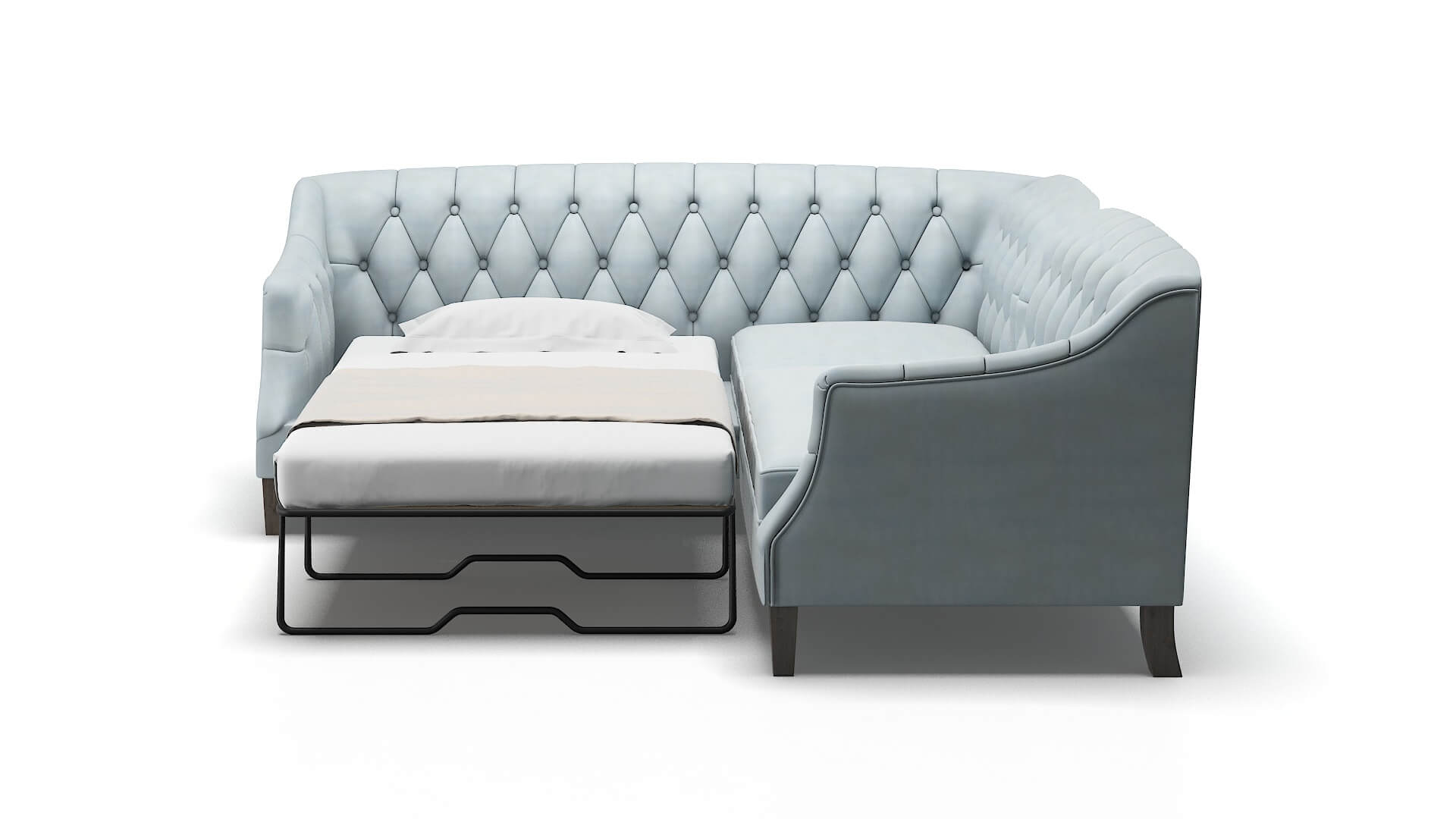 Shiraz Hathaway Aqua Sectional Sleeper Espresso legs 1