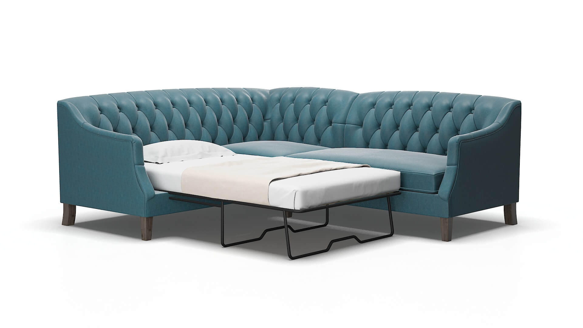 Shiraz Hepburn teal Sectional sleeper Espresso Legs  2