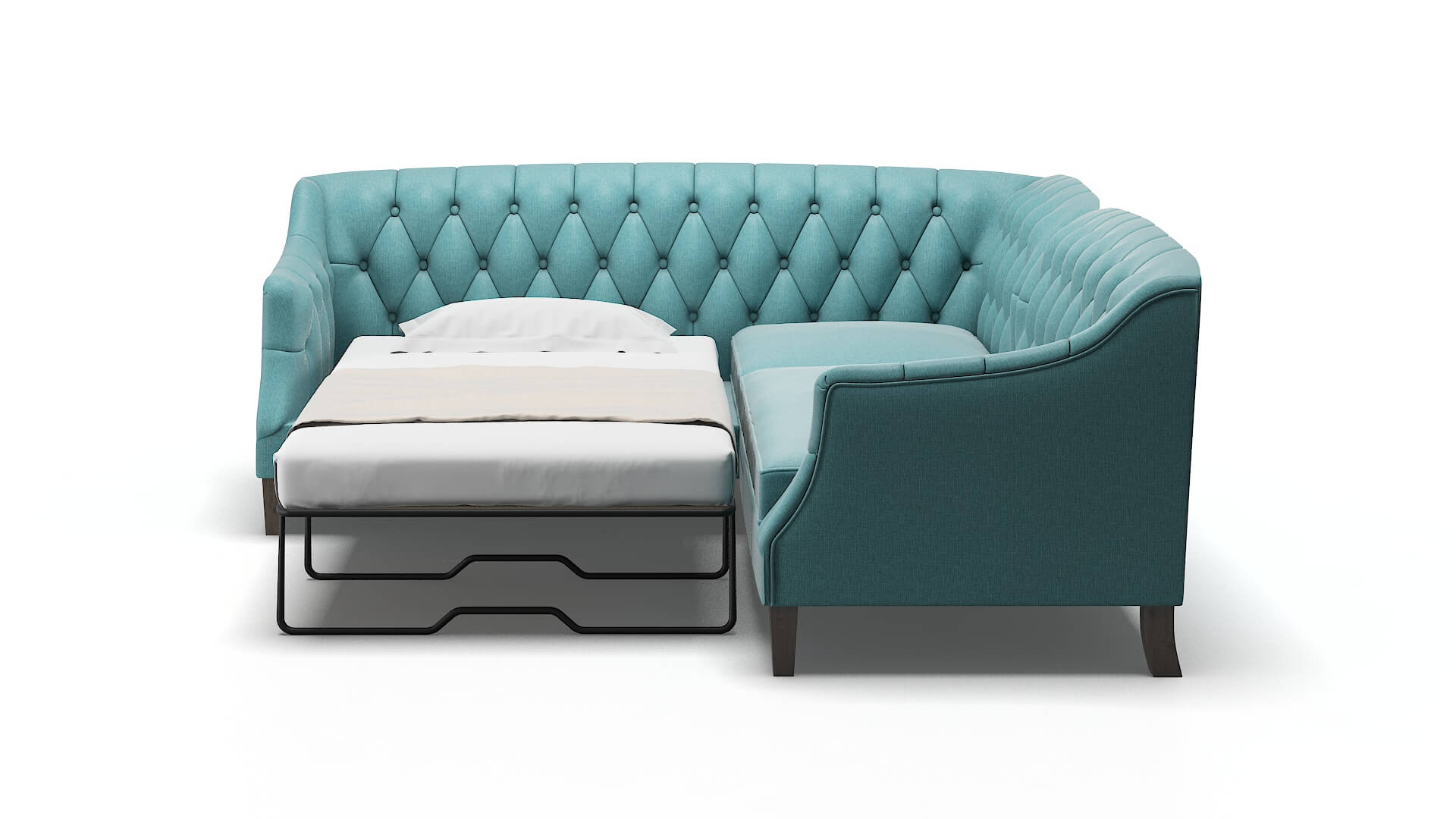 Shiraz Hepburn_hrp Emerald Sectional Sleeper Espresso legs 1