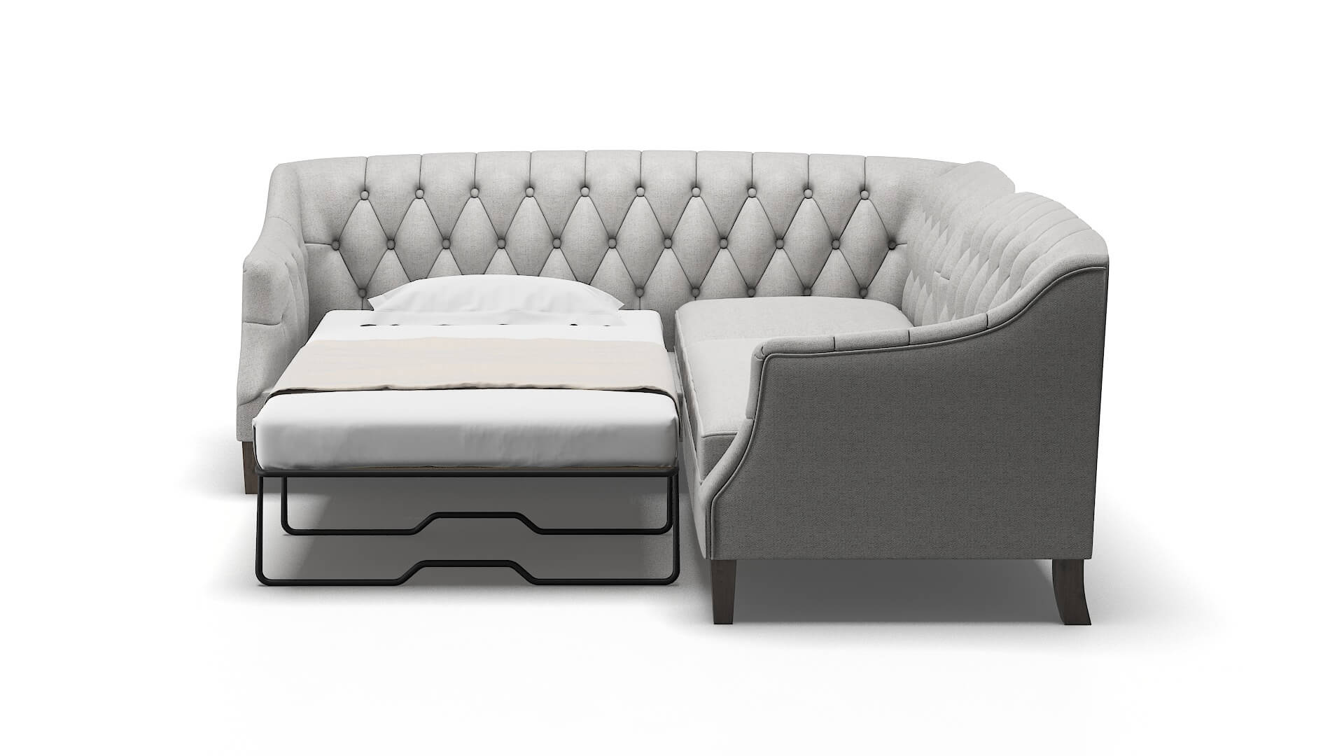 Shiraz Malibu Dove Sectional Sleeper Espresso legs 1