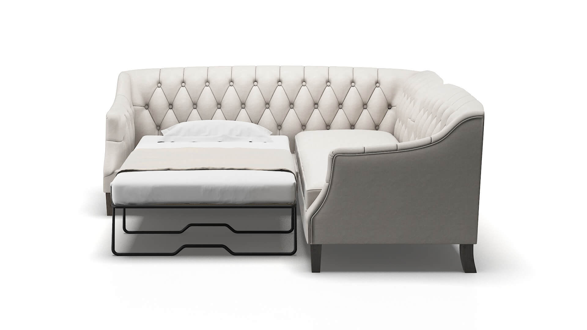 Shiraz Noble Grey Sectional Sleeper Espresso legs 1