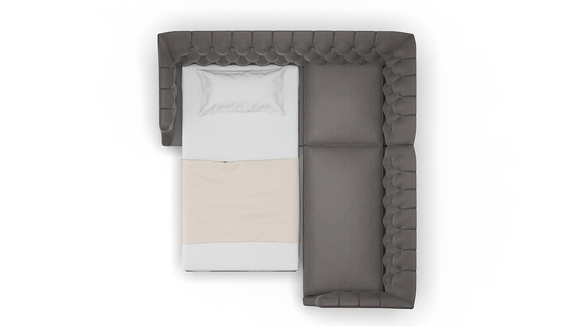 Shiraz Oscar Charcoal Sectional Sleeper Espresso legs 3