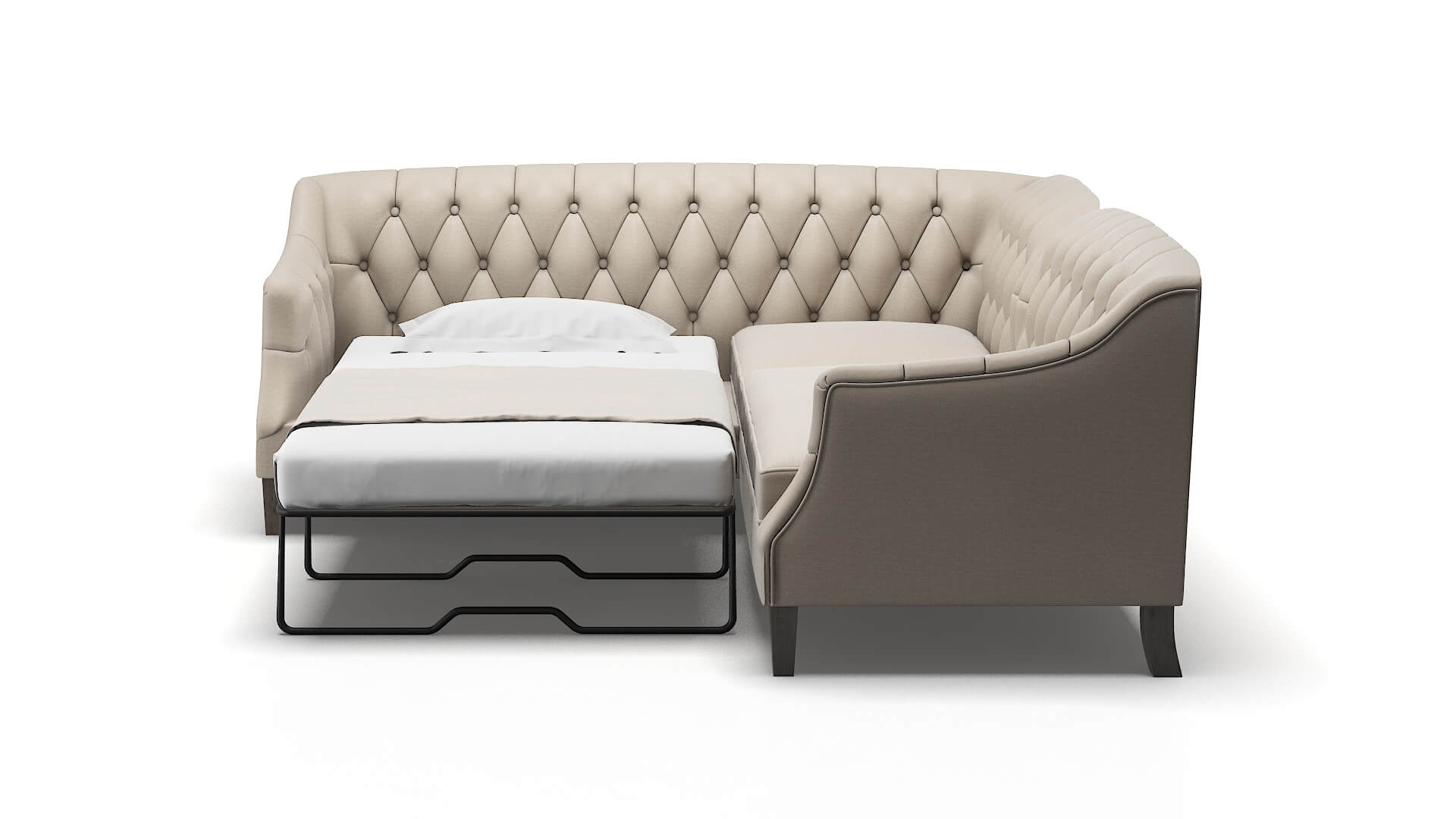 Shiraz Oscar Linen Sectional Sleeper Espresso legs 1