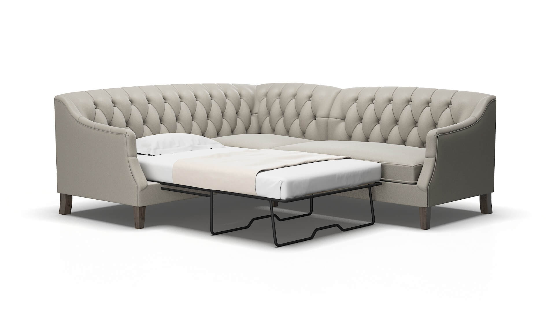 Shiraz Oscar Silver Sectional Sleeper Espresso legs 2