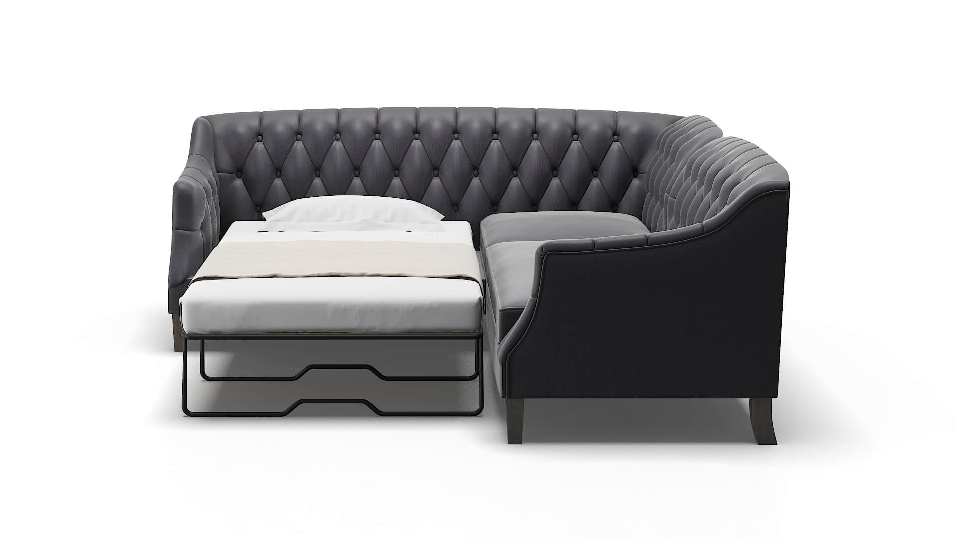Shiraz Parker Charcoal Sectional Sleeper Espresso legs 1