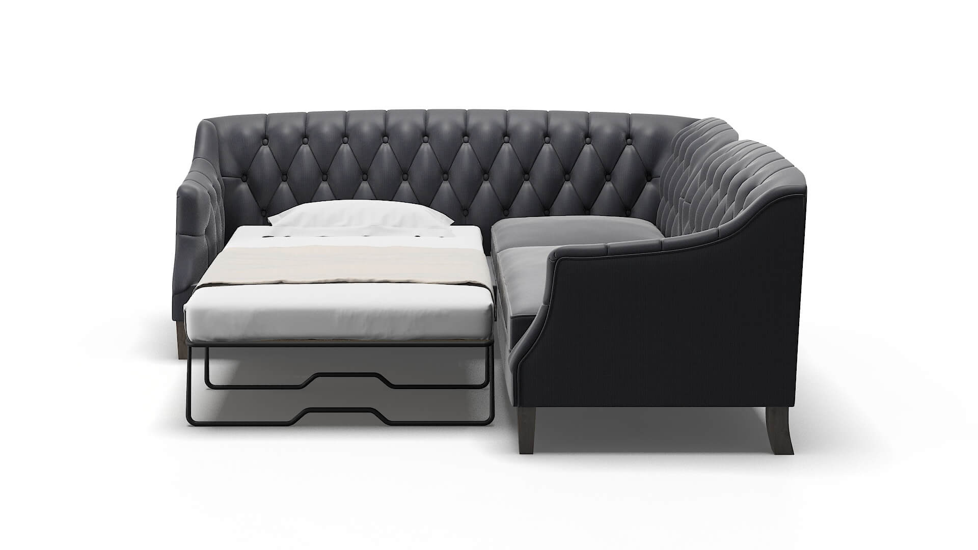 Shiraz Parker Midnight Sectional Sleeper Espresso legs 1