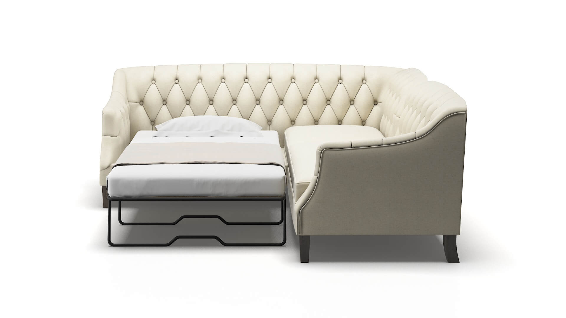 Shiraz Phoenix Ivory Sectional Sleeper Espresso legs 1