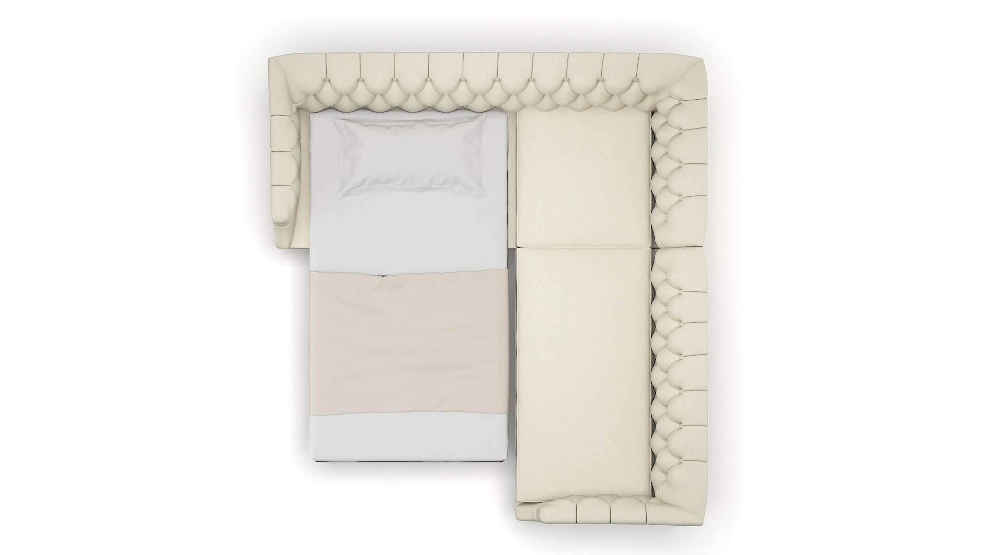 Shiraz Phoenix Ivory Sectional Sleeper Espresso legs 3