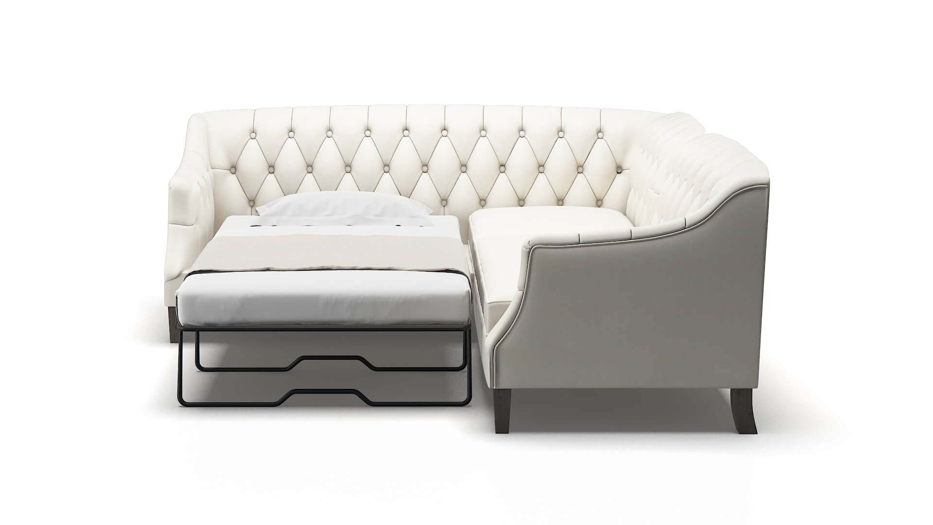 Shiraz R_prize Cream Sectional Sleeper Espresso legs 1