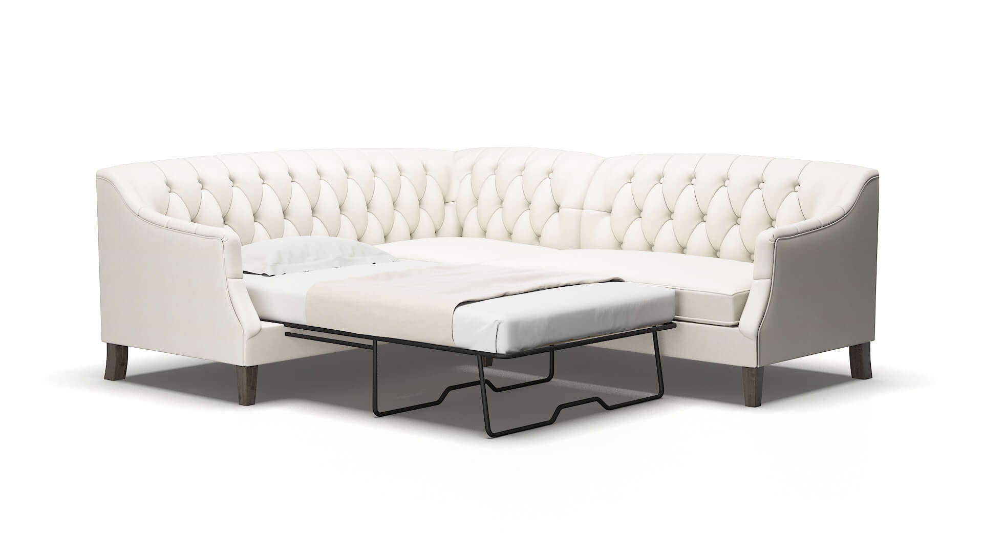 Shiraz R_prize Cream Sectional Sleeper Espresso legs 2