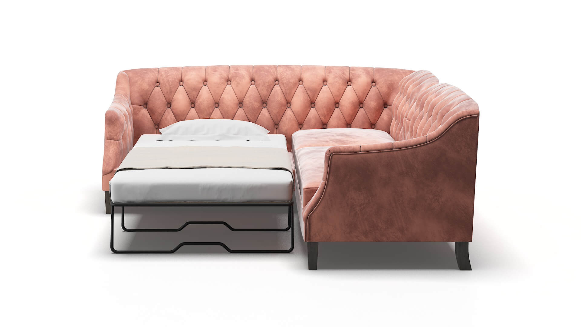 Shiraz Royale Blush Sectional Sleeper Espresso legs 1