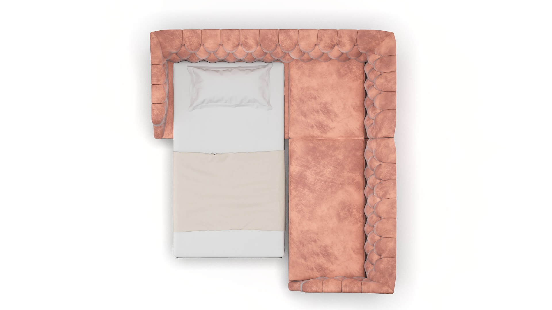 Shiraz Royale Blush Sectional Sleeper Espresso legs 3