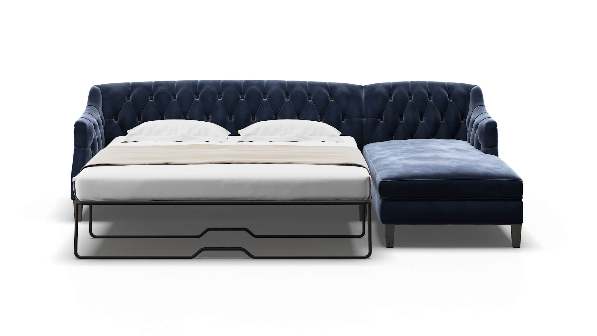 Shiraz Royale Cobalt Panel Sleeper Espresso legs 1