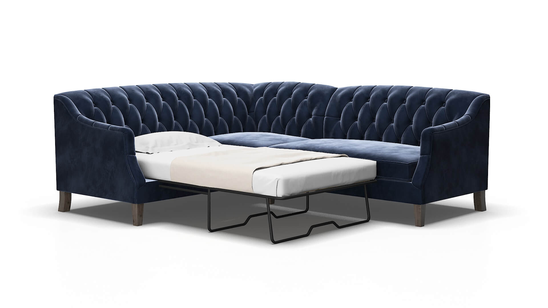 Shiraz Royale cobalt Sectional sleeper Espresso Legs  2
