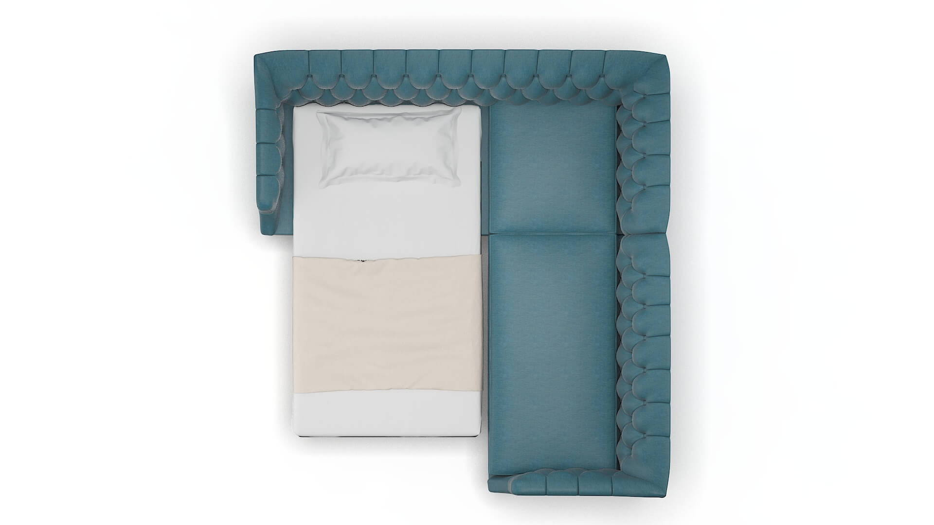 Shiraz Royale Electric_blue Sectional Sleeper Espresso legs 3