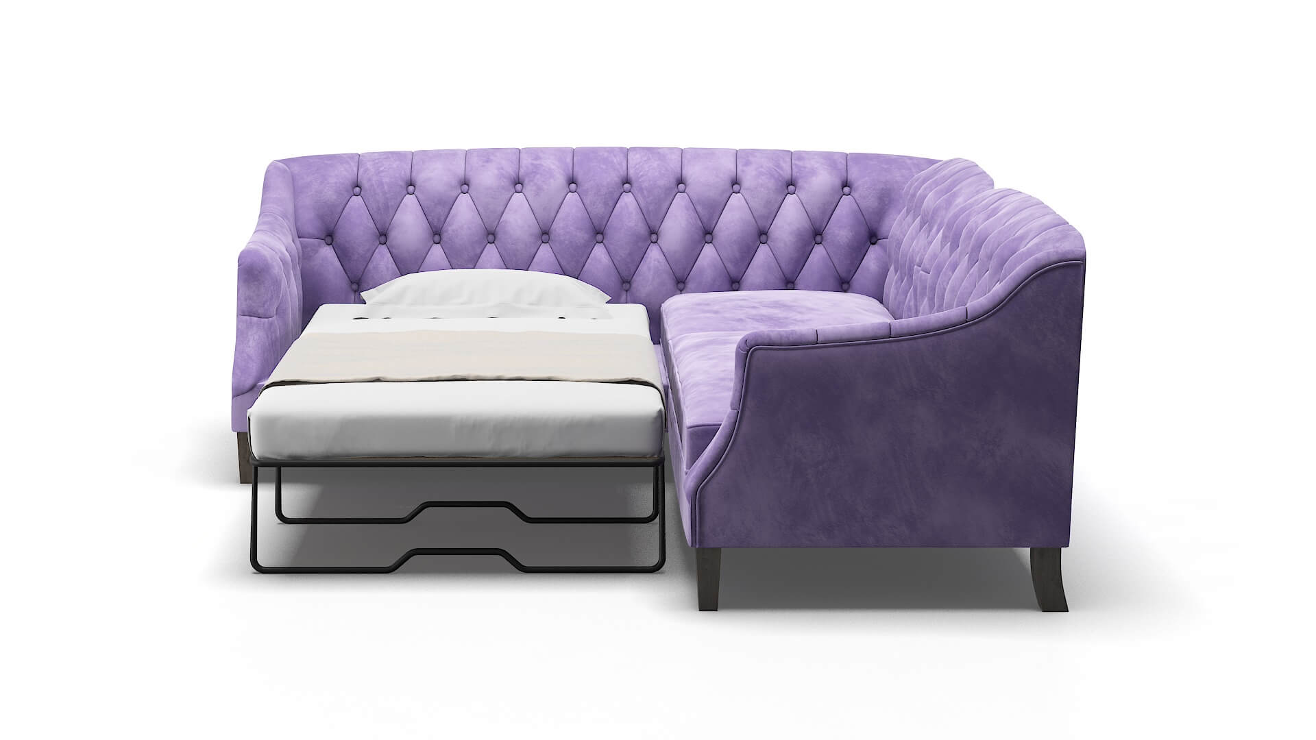 Shiraz Royale Lavender Sectional Sleeper Espresso legs 1