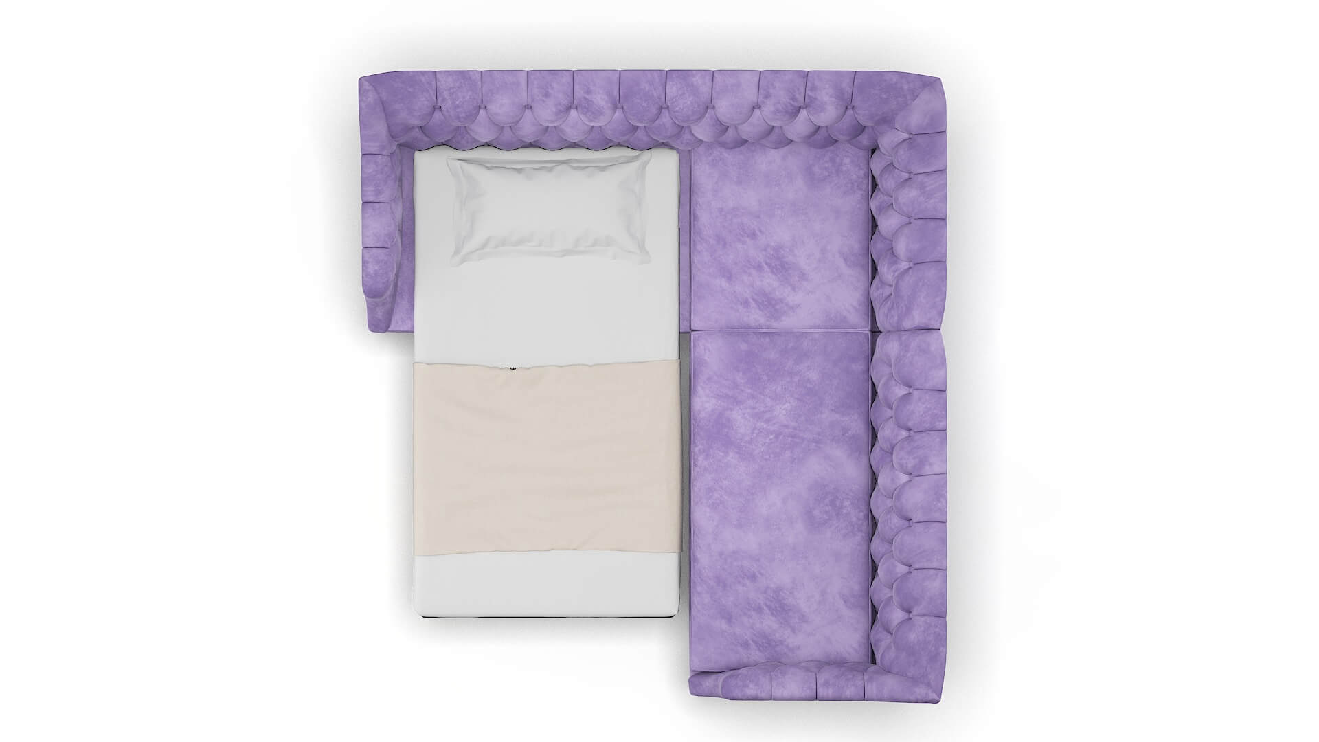 Shiraz Royale Lavender Sectional Sleeper Espresso legs 3