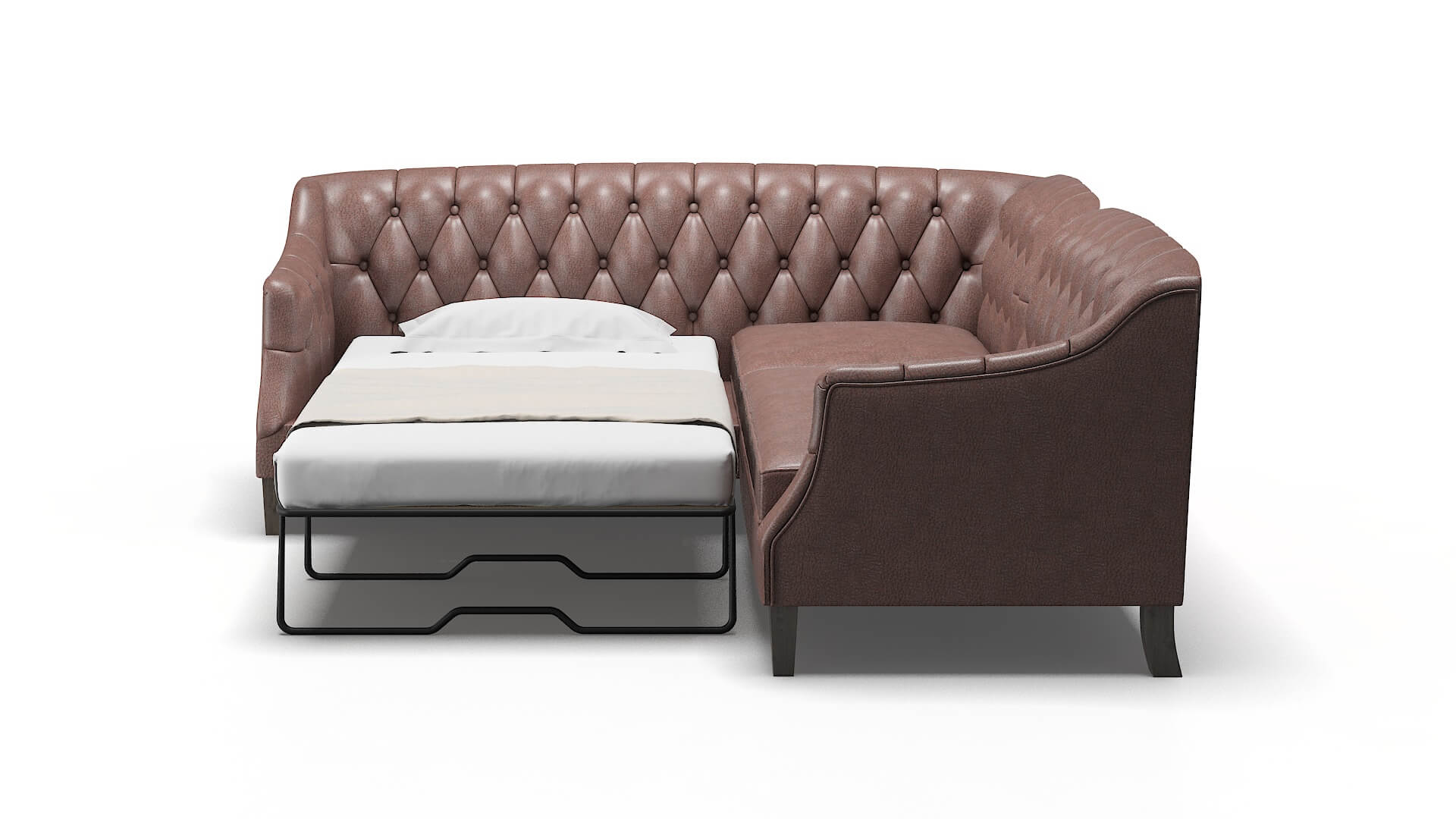 Shiraz Royale Mocha Sectional Sleeper Espresso legs 1
