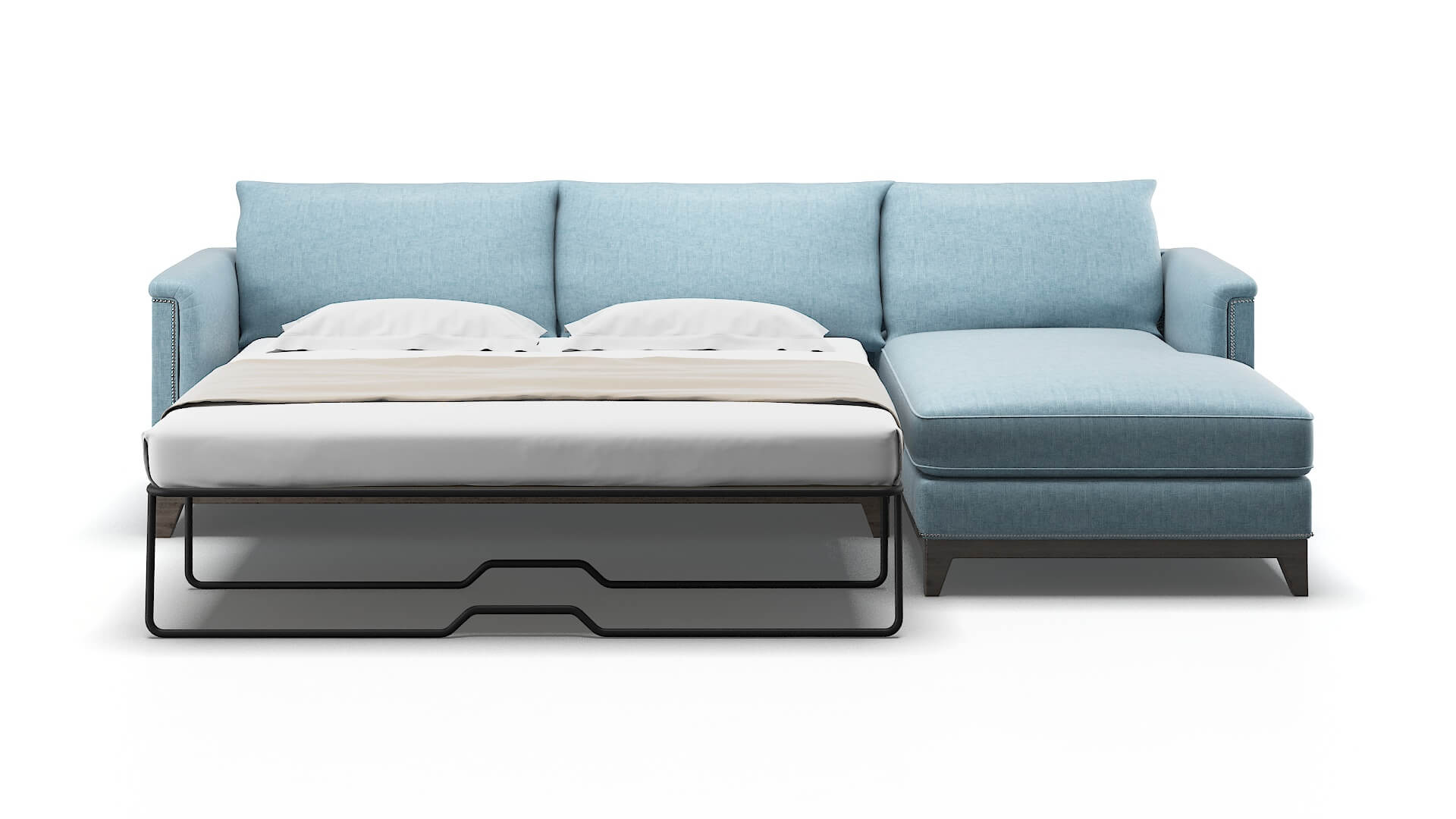 Sofia Atlas Turquoise Panel Sleeper Espresso legs 1