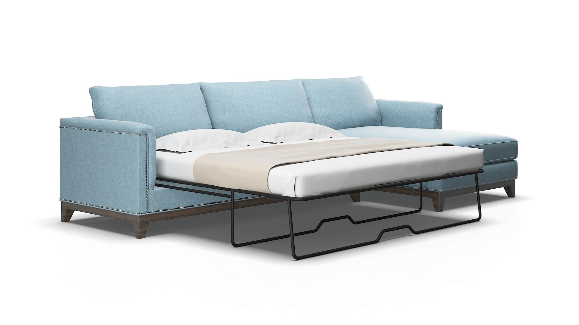 Sofia Atlas Turquoise Panel Sleeper Espresso legs 2