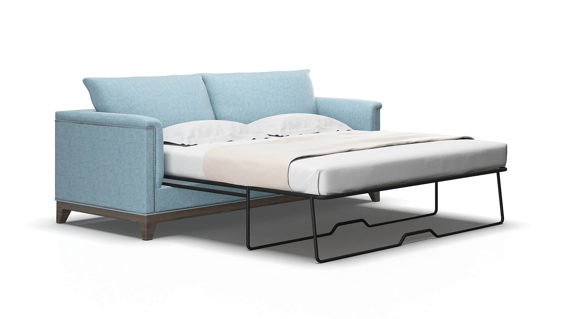 Sofia Atlas Turquoise Sofa Sleeper Espresso legs 2
