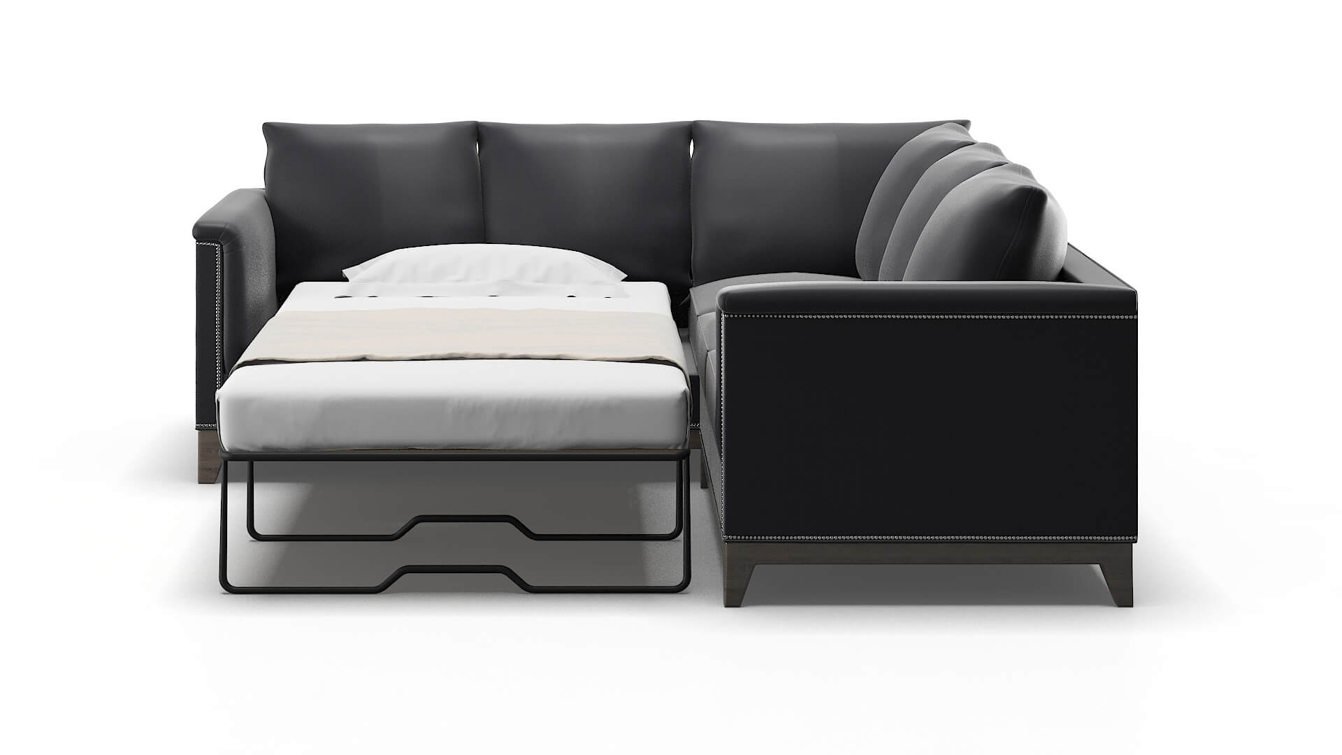Sofia Atlas_plz Navy Sectional Sleeper Espresso legs 1