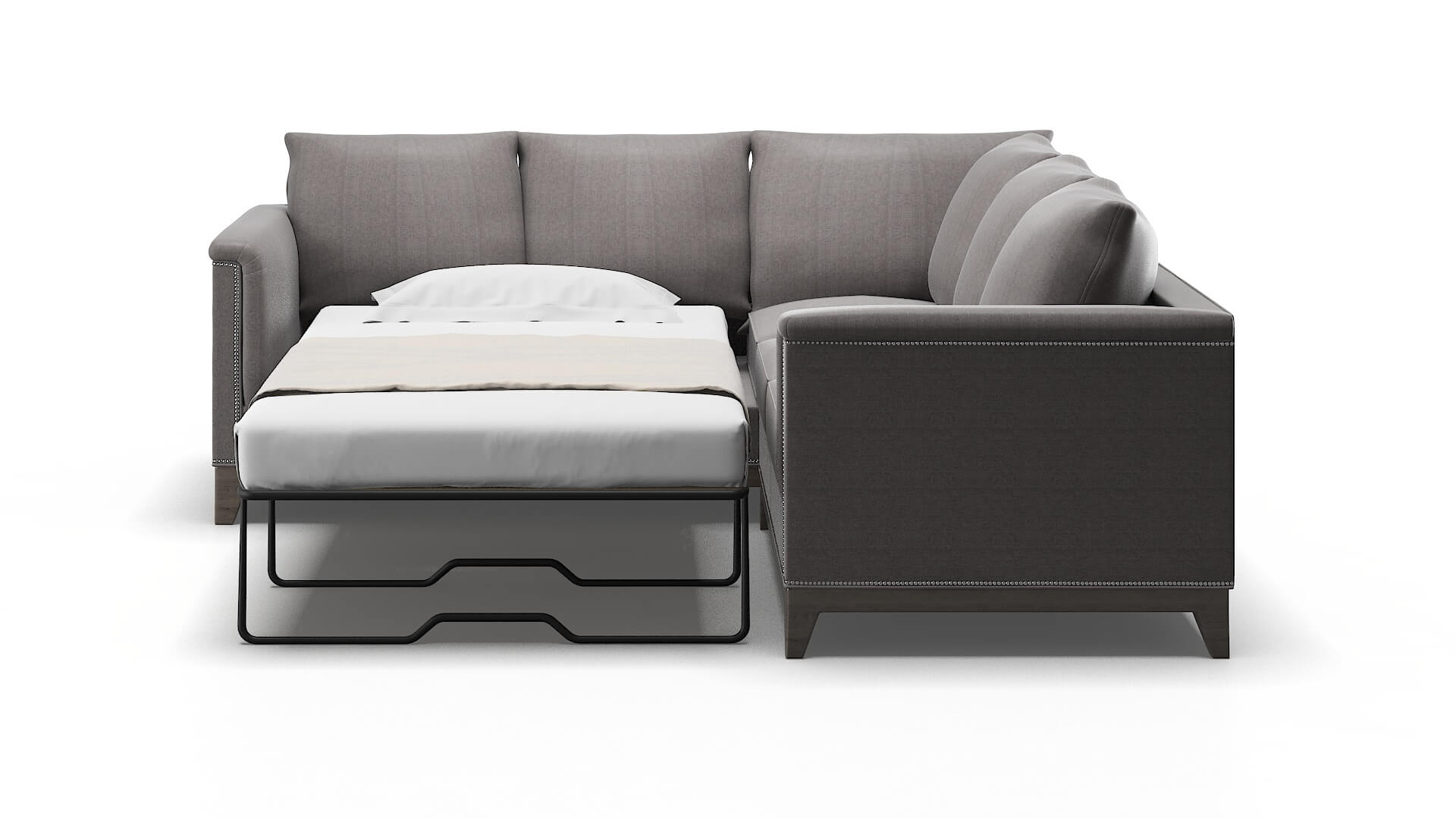 Sofia Atlas_plz Silver Sectional Sleeper Espresso legs 1