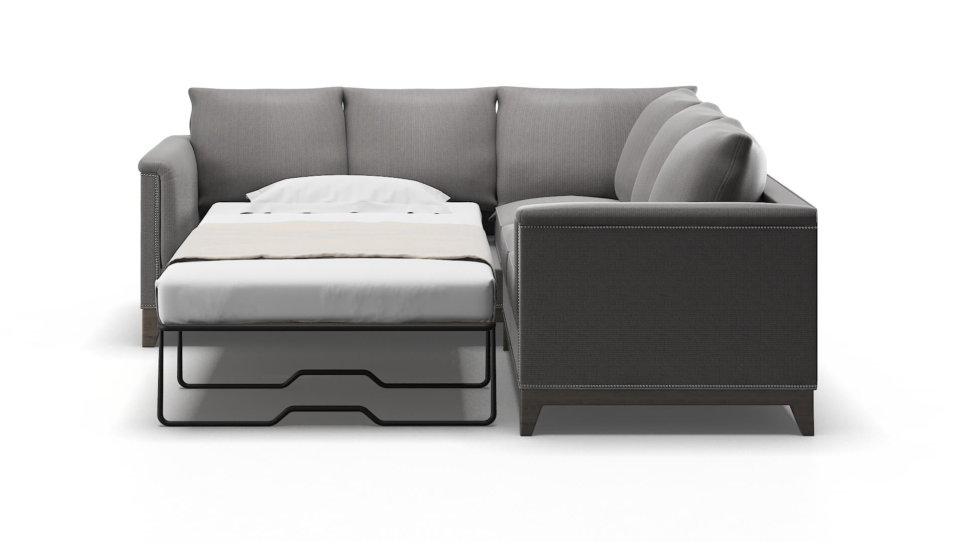 Sofia Avenger Zinc Sectional Sleeper Espresso legs 1