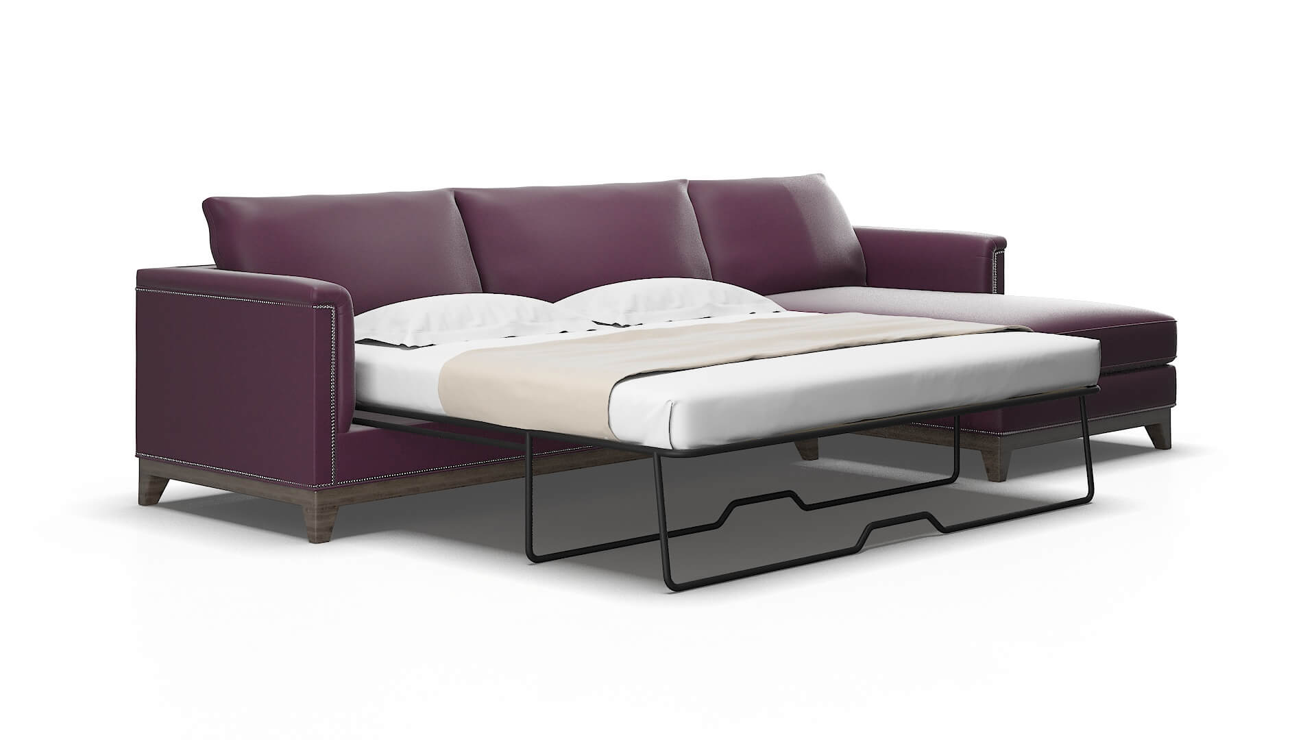 Sofia Bella aubergine Panel sleeper Espresso Legs  2