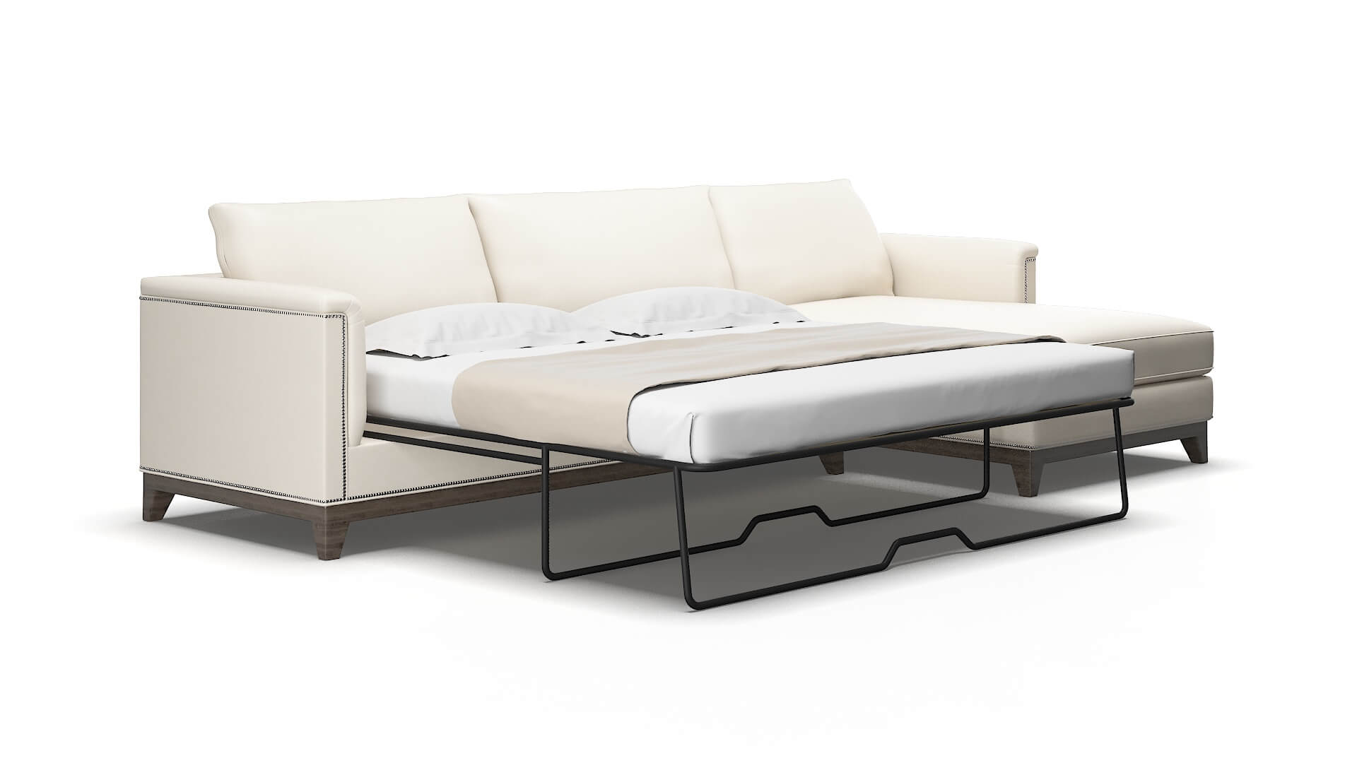 Sofia Blanche milky Panel sleeper Espresso Legs  2