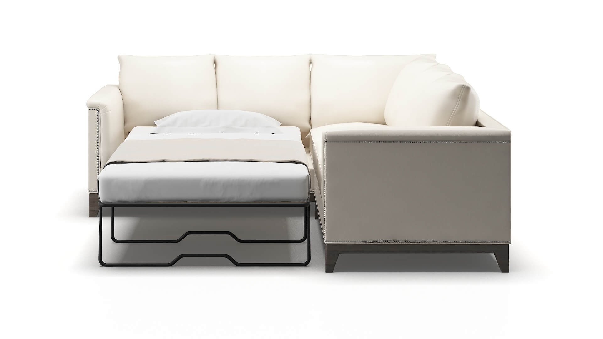 Sofia Blanche Milky Sectional Sleeper Espresso legs 1