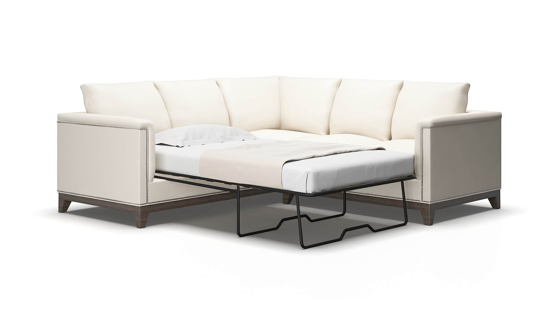 Sofia Blanche Milky Sectional Sleeper Espresso legs 2