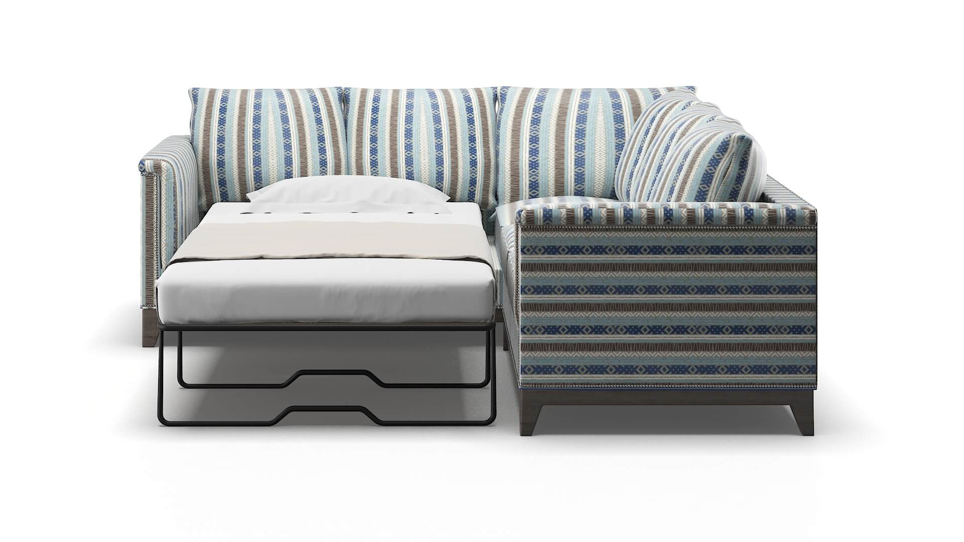 Sofia Bodhi Indigo Sectional Sleeper Espresso legs 1