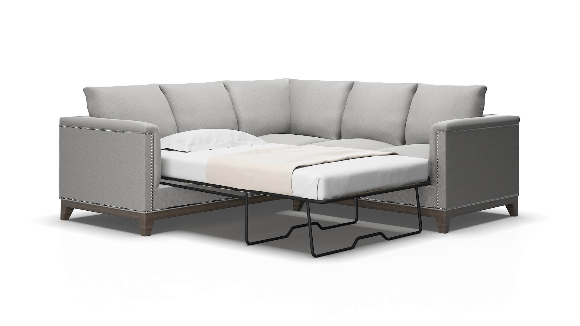 Sofia Bungalow Graphite Sectional Sleeper Espresso legs 2