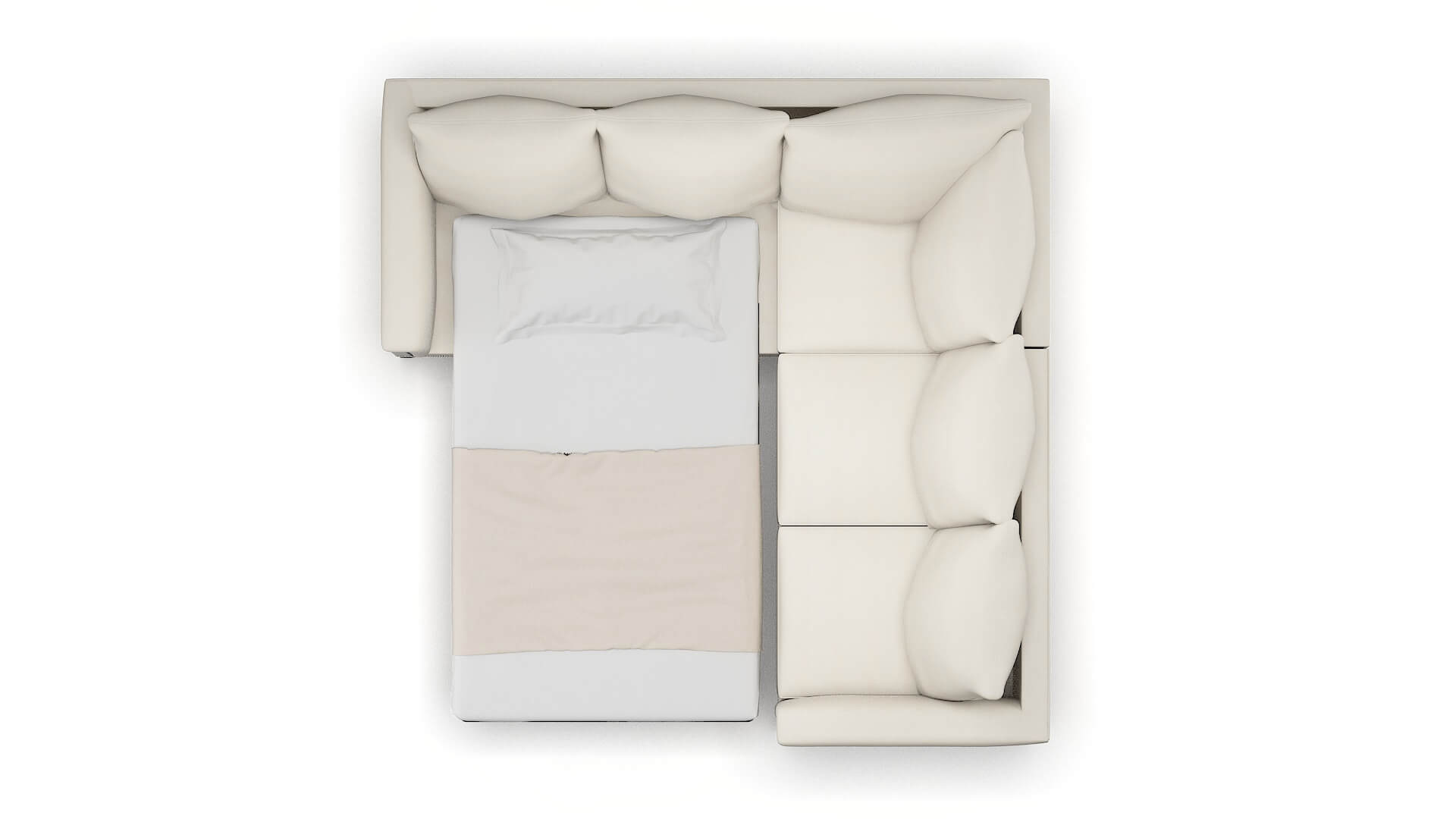 Sofia Bungalow Ivory Sectional Sleeper Espresso legs 3