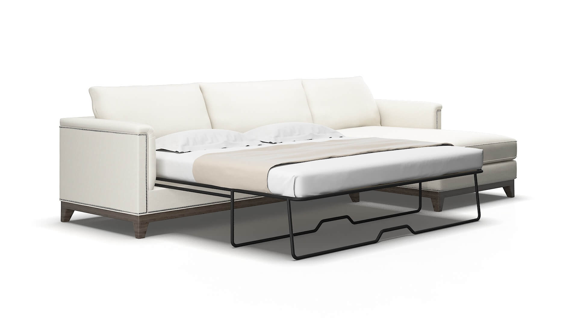 Sofia Catalina ivory Panel sleeper Espresso Legs  2