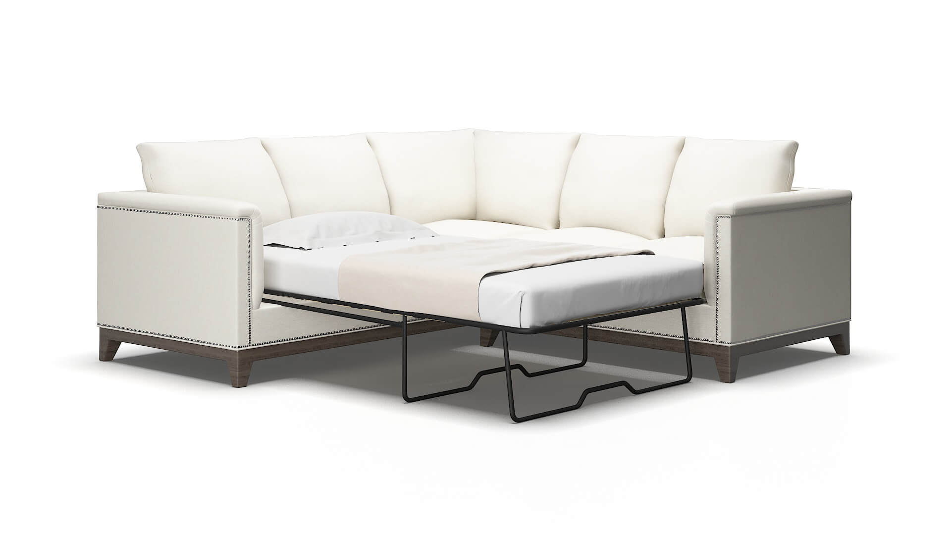 Sofia Catalina ivory Sectional sleeper Espresso Legs  2