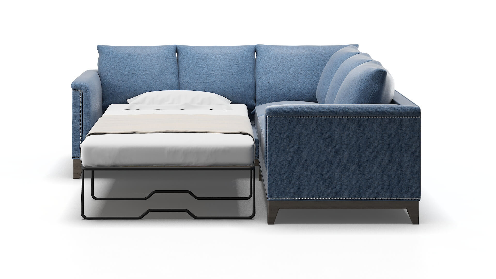 Sofia Clyde Deep_ocean Sectional Sleeper Espresso legs 1